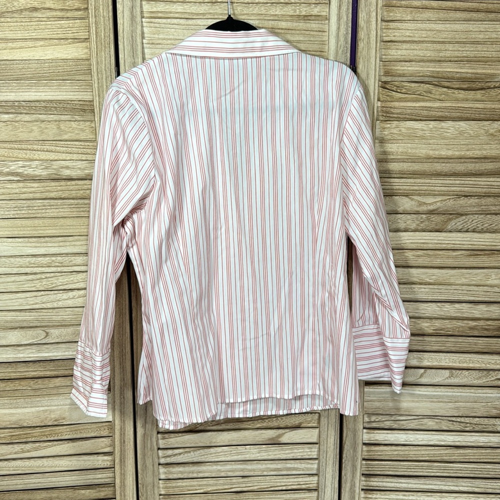 Jones New York Shirt Pink and White Long Sleeve Button Down Striped Size 1x - Picture 8 of 8